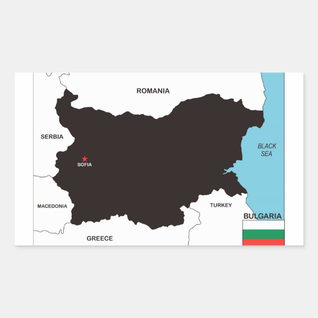 Pegatina Rectangular bandera de mapa del país de bulgaria (Anverso)