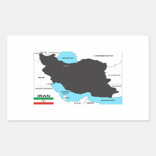 Pegatina Rectangular bandera de mapa del país de irán