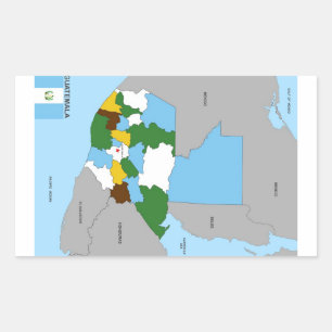 Pegatina Rectangular bandera de mapa político de guatemala