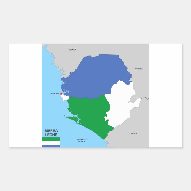 Pegatina Rectangular bandera de mapa político de sierra leona (Anverso)