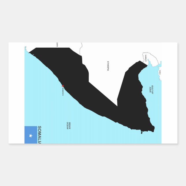 Pegatina Rectangular bandera de mapa político de somalia (Anverso)