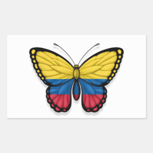 Pegatina Rectangular Bandera de mariposa colombiana