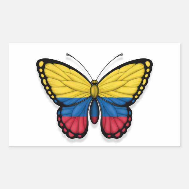 Pegatina Rectangular Bandera de mariposa colombiana (Anverso)
