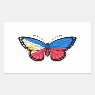 Pegatina Rectangular Bandera de mariposa filipina