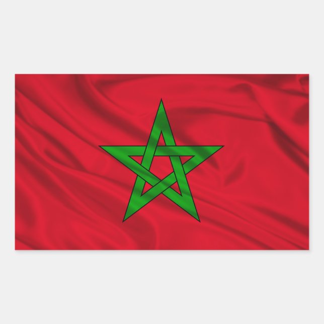 Pegatina Rectangular Bandera de Marruecos (Anverso)