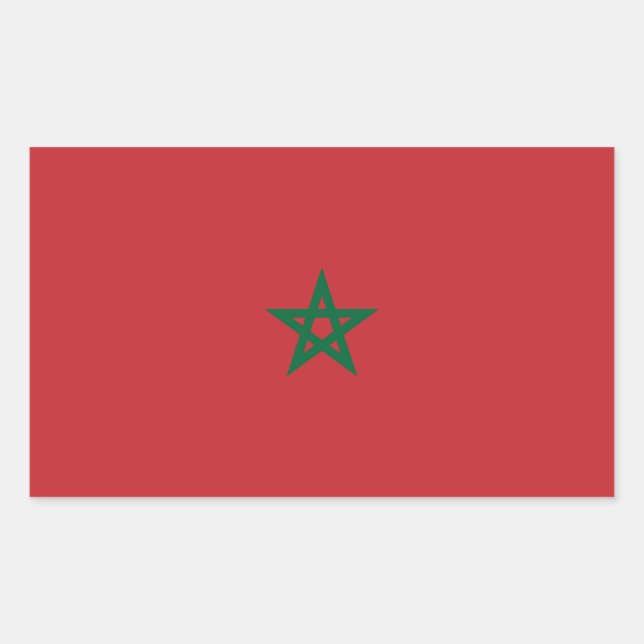 Pegatina Rectangular Bandera de Marruecos (Anverso)
