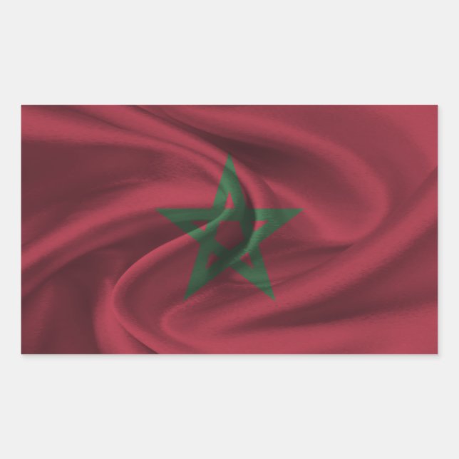 Pegatina Rectangular Bandera de Marruecos (Anverso)