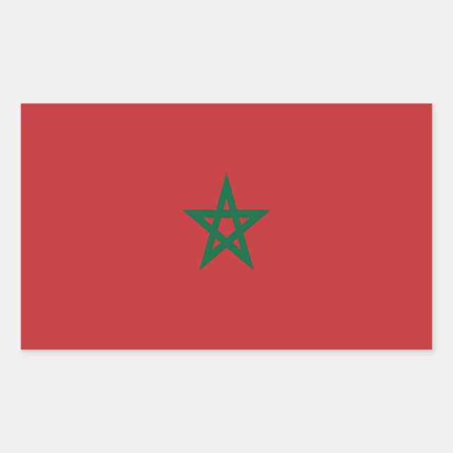 Pegatina Rectangular Bandera de Marruecos (Anverso)