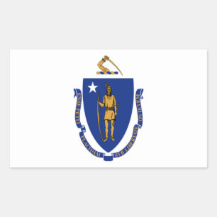 Pegatina Rectangular Bandera de Massachusetts