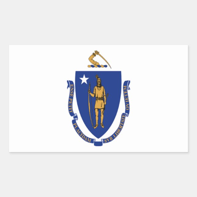 Pegatina Rectangular Bandera de Massachusetts (Anverso)