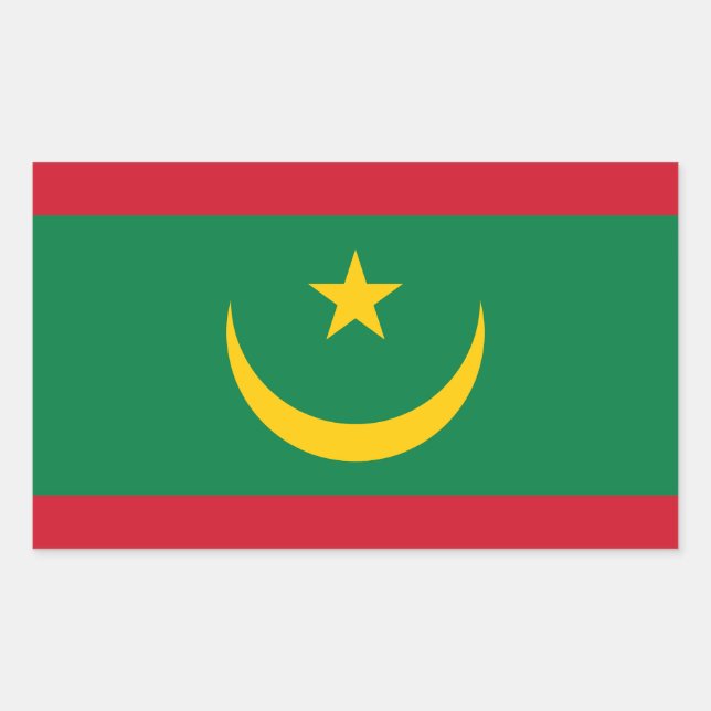 Pegatina Rectangular Bandera de Mauritania (Anverso)