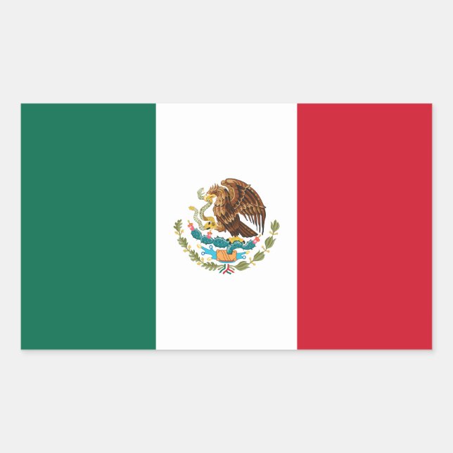 Pegatina Rectangular Bandera de México (Anverso)