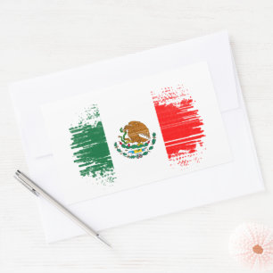 Pegatina Rectangular Bandera de México