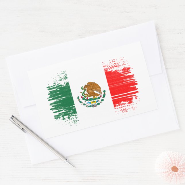 Pegatina Rectangular Bandera de México (Sobre)