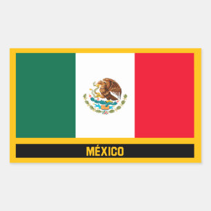 Pegatina Rectangular Bandera de México