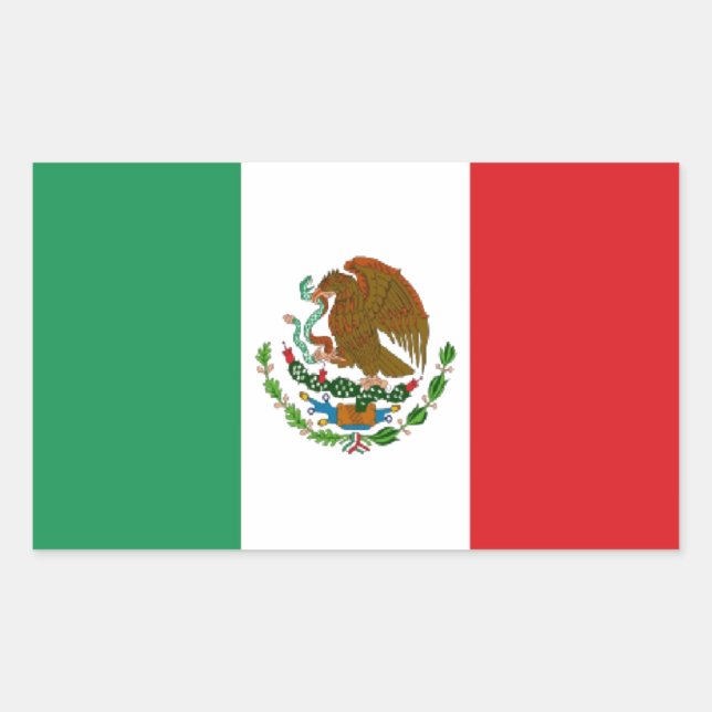 Pegatina Rectangular Bandera de México (Anverso)