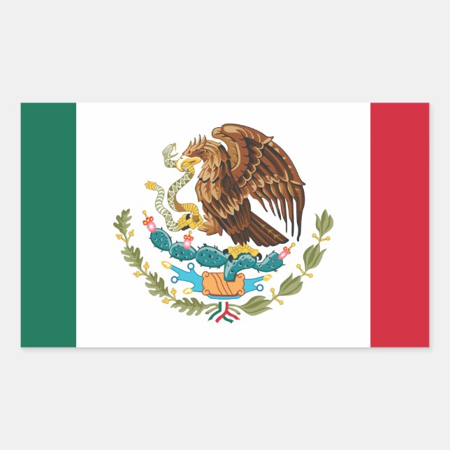 Pegatina Rectangular Bandera de México - Bandera de México (Anverso)