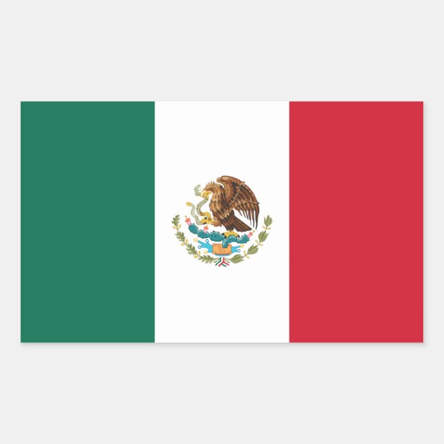 Pegatina Rectangular Bandera de México/México (Anverso)