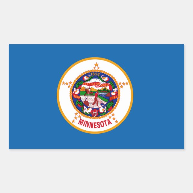 Pegatina Rectangular Bandera de Minnesota (Anverso)