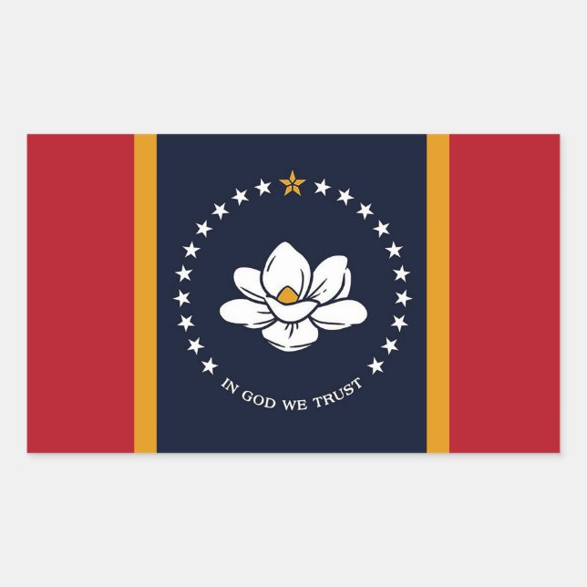 Pegatina Rectangular Bandera de Misisipi (Anverso)