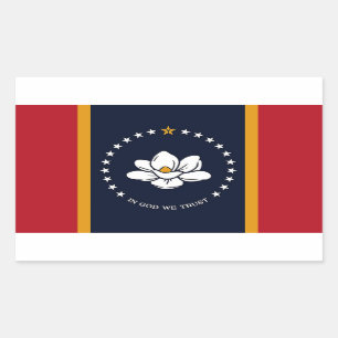 Pegatina Rectangular Bandera de Misisipi