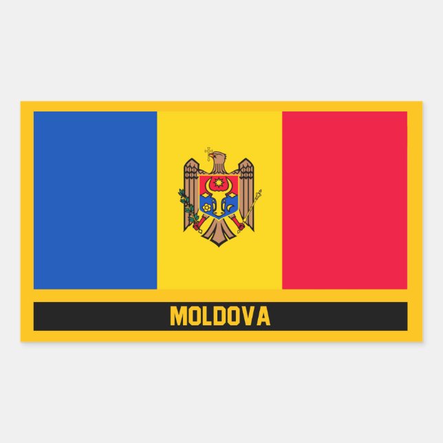 Pegatina Rectangular Bandera de Moldavia (Anverso)