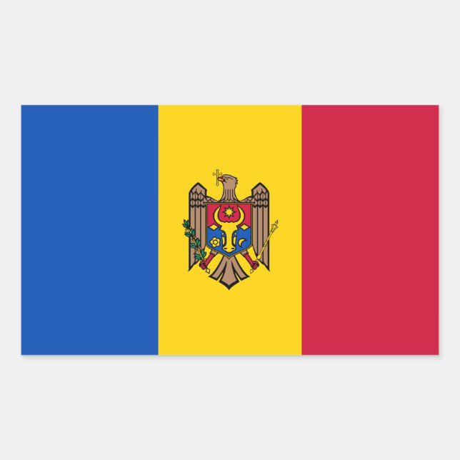 Pegatina Rectangular Bandera de Moldavia (Anverso)