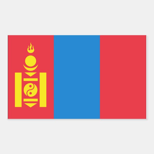 Pegatina Rectangular Bandera de Mongolia (Anverso)