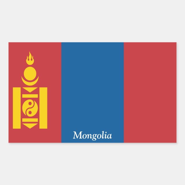 Pegatina Rectangular Bandera de Mongolia (Anverso)