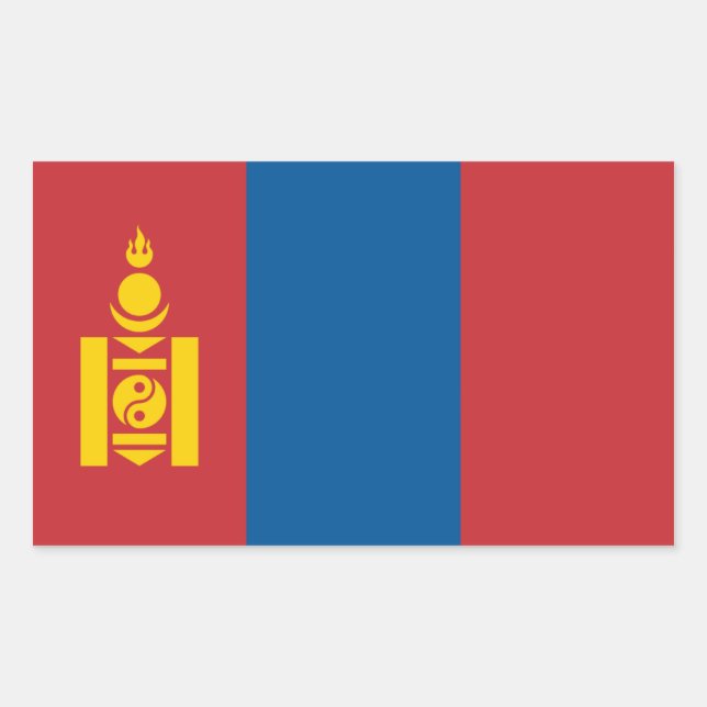Pegatina Rectangular Bandera de Mongolia/Mongolia (Anverso)
