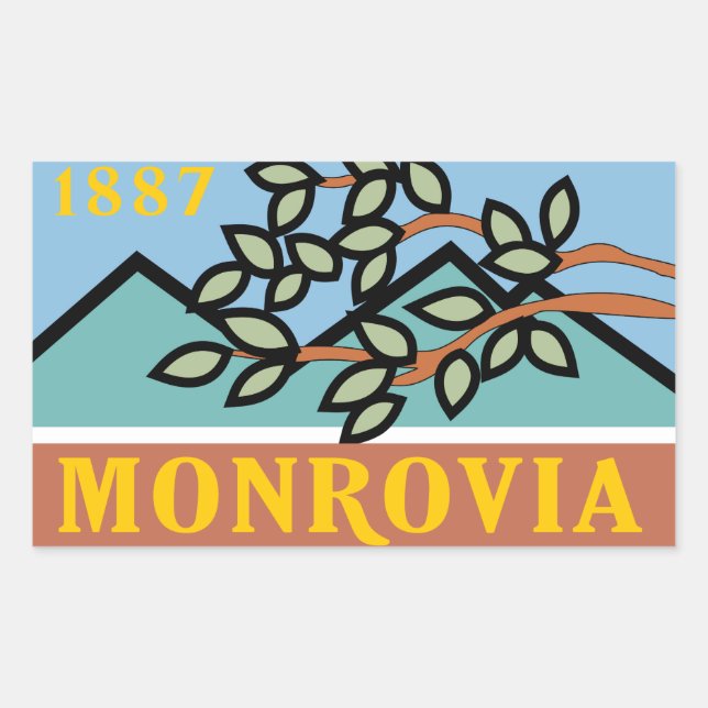 Pegatina Rectangular Bandera de Monrovia (Anverso)