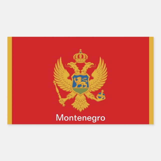 Pegatina Rectangular Bandera de Montenegro (Anverso)