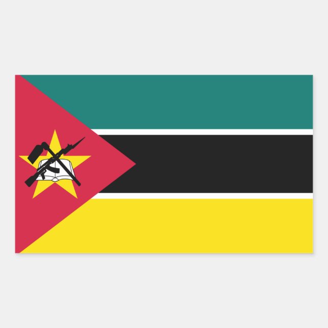 Pegatina Rectangular Bandera de Mozambique (Anverso)