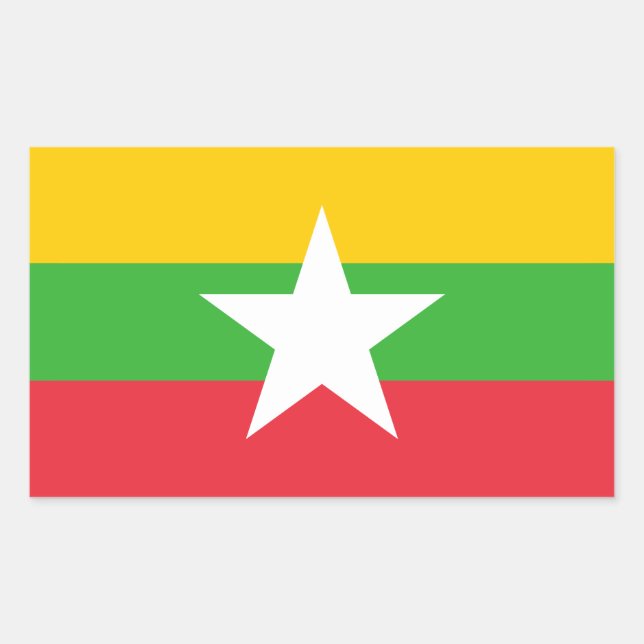 Pegatina Rectangular Bandera de Myanmar (Anverso)