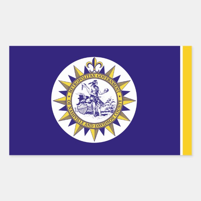 Pegatina Rectangular Bandera de Nashville, Tennessee (Anverso)
