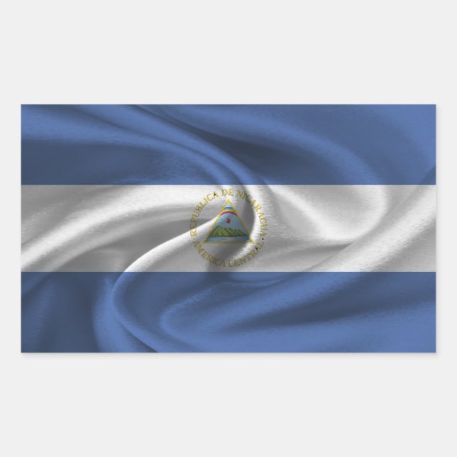 Pegatina Rectangular Bandera de Nicaragua (Anverso)