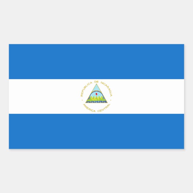 Pegatina Rectangular Bandera de Nicaragua (Anverso)