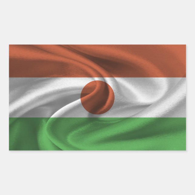 Pegatina Rectangular Bandera de Níger (Anverso)