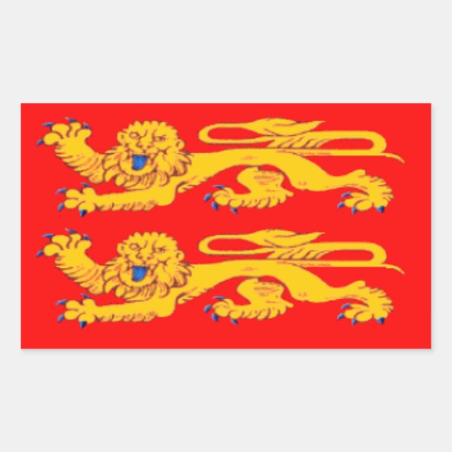 Pegatina Rectangular Bandera de Normandía (Francia) (Anverso)