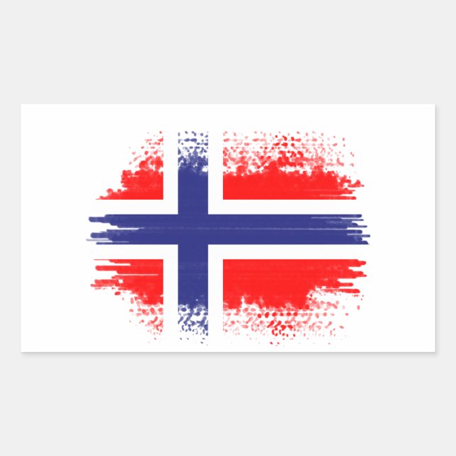 Pegatina Rectangular Bandera de Noruega (Anverso)