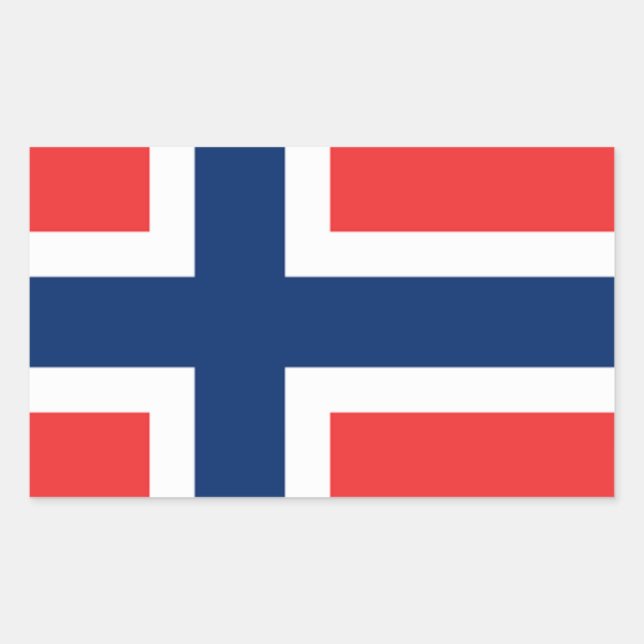 Pegatina Rectangular Bandera de Noruega - Escandinavia (Anverso)