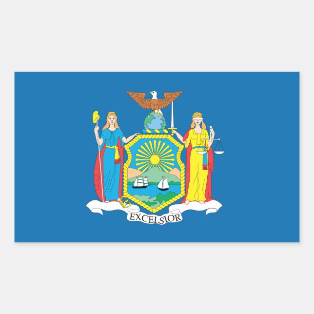Pegatina Rectangular Bandera de Nueva York - (Anverso)