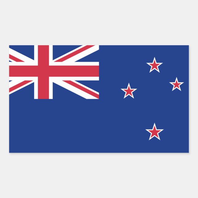 Pegatina Rectangular Bandera de Nueva Zelanda (Anverso)