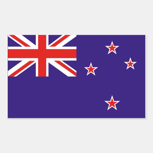 Pegatina Rectangular Bandera de Nueva Zelanda (Anverso)