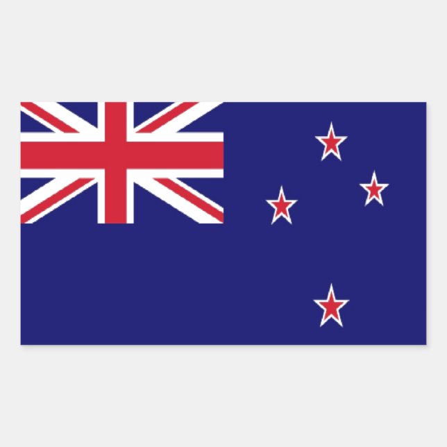 Pegatina Rectangular Bandera de Nueva Zelanda (Anverso)