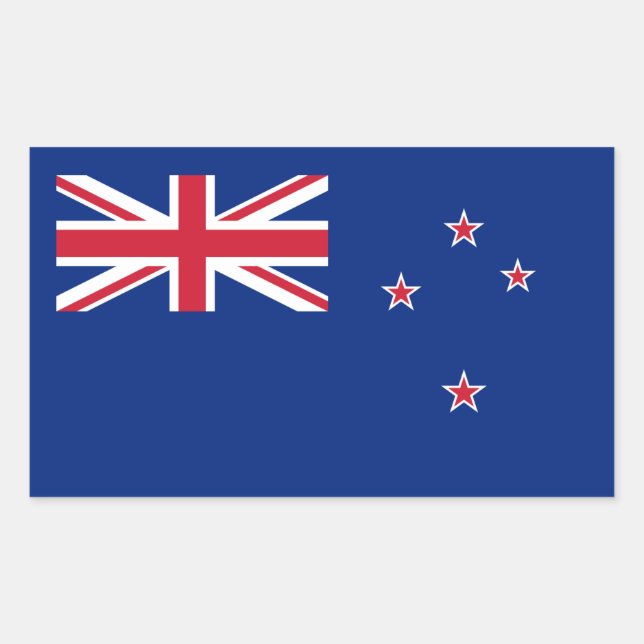 Pegatina Rectangular Bandera de Nueva Zelandia, Bandera de Nueva Zeland (Anverso)