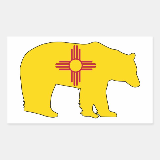 Pegatina Rectangular Bandera de Nuevo México Oso (Anverso)