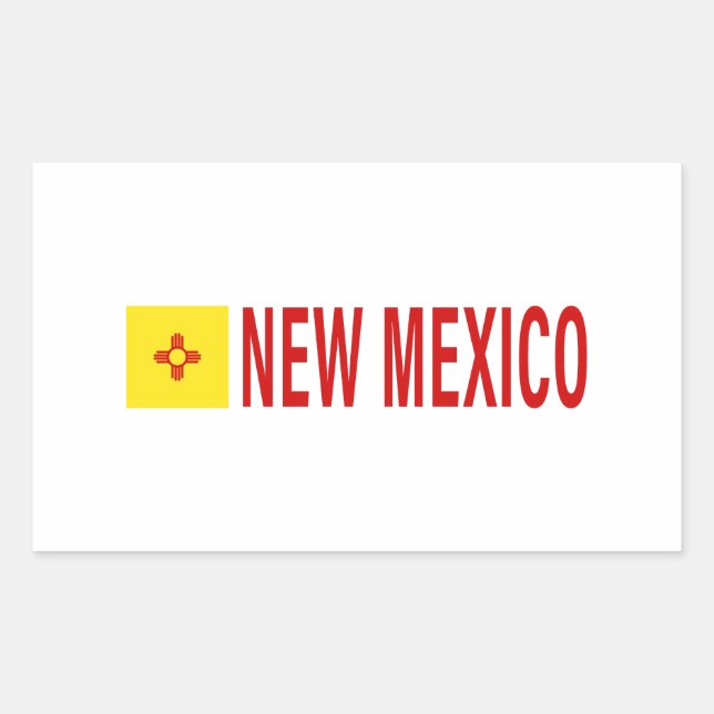 Pegatina Rectangular Bandera de Nuevo México Símbolo de la Zia (Anverso)