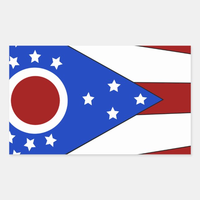 Pegatina Rectangular Bandera de Ohio (Anverso)