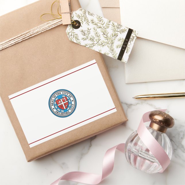 Pegatina Rectangular Bandera de Oklahoma City (Oklahoma) (Regalar)